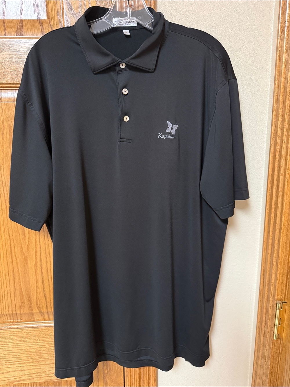 Peter Millar Black Golf Polo with Kapalua Hawaii logo